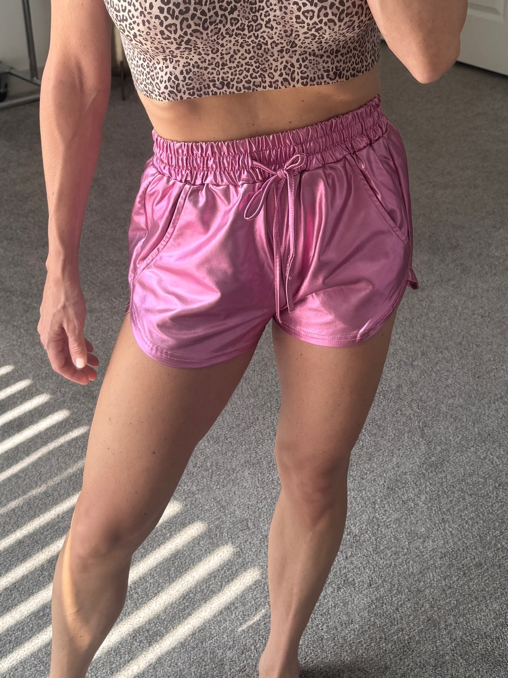 Pink Metallic Women’s Lounge Shorts Size Small